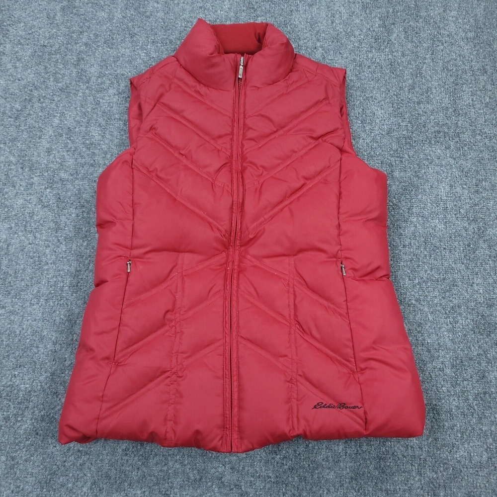 Eddie Bauer Vest Womens Extra Small Red Premium Goose Down Quilted Puffer‎ Hike